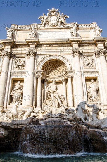 Fontana di Trevi, the largest Baroque fountain in the city and one of the most famous fountains in the world. Rome, Province of Rome, Italy. 23.12.2012
