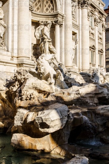 Fontana di Trevi, the largest Baroque fountain in the city and one of the most famous fountains in the world. Rome, Province of Rome, Italy