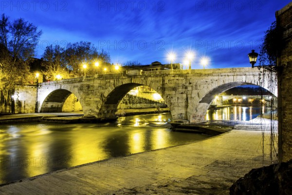 Cestius Bridge (Ponte Cestio) viewed from Tiber Island (Isola Tiberina). Rome, Province of Rome, Italy. 25.12.2012
