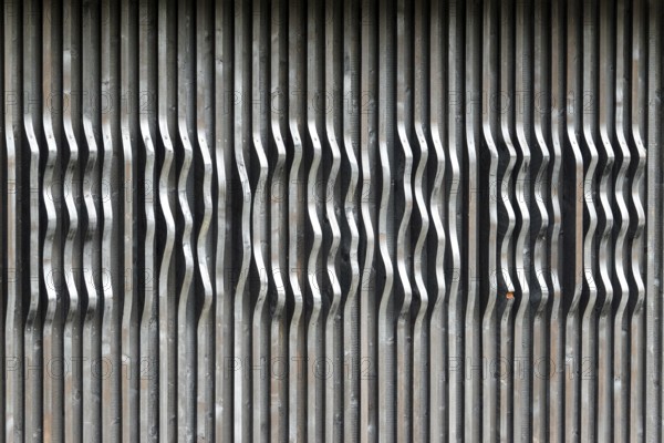 Wooden slats on a building on Freibergsee, Oberstdorf, Oberallgäu, Allgäu, Bavaria, Germany