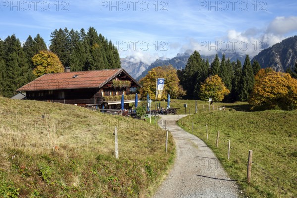 Berggasthof Hochleite, bei Schwand, Stillachtal, Oberstdorf, Oberallgäu, Allgäu, Bavaria, Germany