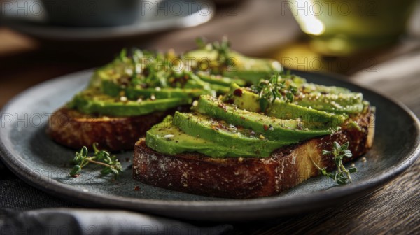 This appetizing avocado toast is a healthy and flavorful breakfast or brunch option, perfect for any food lover, AI generated