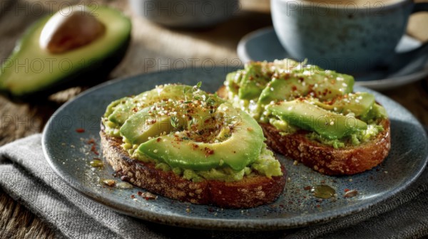 This appetizing avocado toast is a healthy and satisfying breakfast or brunch option, perfect for any food lover, AI generated