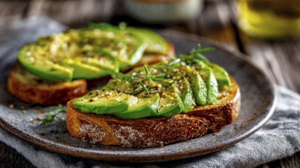 This appetizing avocado toast is a healthy and flavorful breakfast or brunch option, AI generated