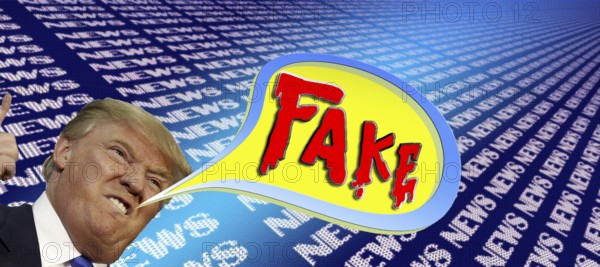 Symbolic image, Trump and fake news, USA, democracy by storm, freedom, individuality, social groups, humanity, press freedom, journalism, journalists, politics, dissenters, fundamental and civil rights, constitution, autocracy as a new form of government, freedom of opinion, future, security, dictatorship, oppression, arbitrariness, open life, impact on Germany, Europe, world