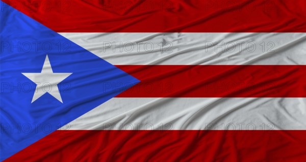 Puerto Rican flag waving. Flag of Puerto Rico with cloth texture