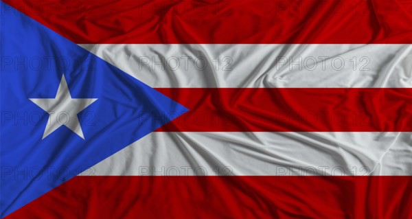 Puerto Rican flag with fabric texture background. National flag of Puerto Rico