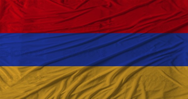 Armenian flag waving. Flag of Armenia with cloth texture