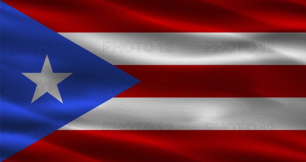 Puerto Rico flag with fabric texture. Realistic flag of Puerto Rico waving