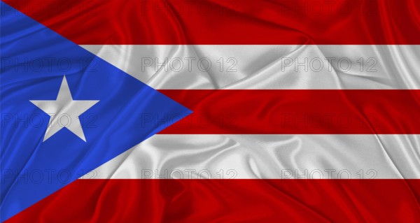Flag of Puerto Rico with cloth texture. Close up of Puerto Rico flag waving