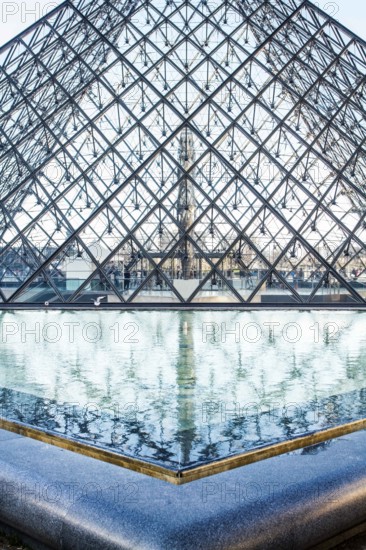 Glass pyramid at Louvre Museum (Musee du Louvre). Paris, France. 01.01.13