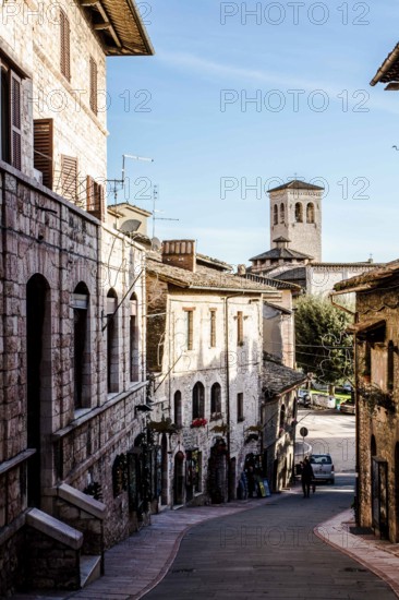 Street inside the walls of Assisi. Assisi, Province of Perugia, Italy. 22.12.2012