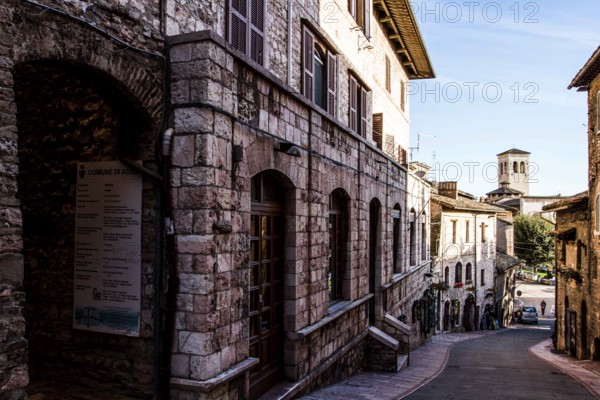 Street inside the walls of Assisi. Assisi, Province of Perugia, Italy. 22.12.2012