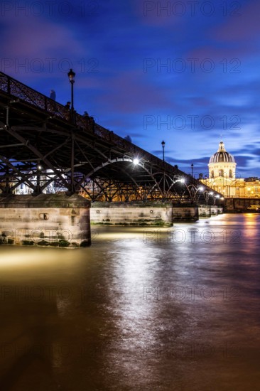 Pont des Arts and Institut de France (French Institute) at evening. Paris, France. 30.12.12