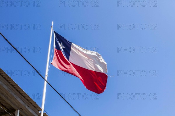 Chile National Flag. Iquique, Tarapaca Region, Chile