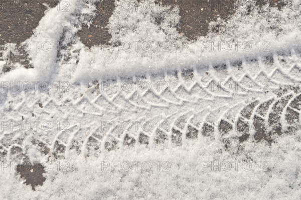 Wheel print in the fresh snow