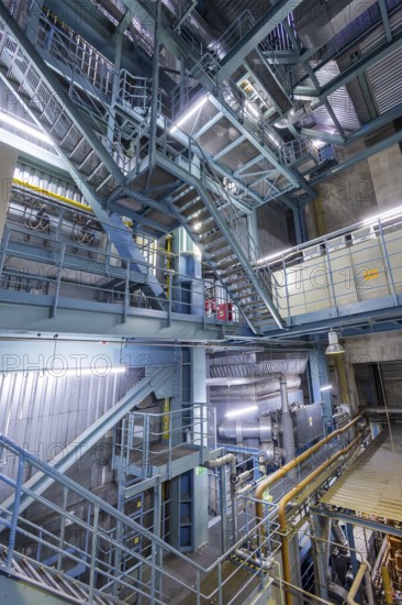 The Nossener Brücke CHP plant is a power plant in Dresden's Löbtau-Nord district that went into operation in 1995. The new building was built in 1993—1995 by Siemens AG with an electrical output of 270 megawatts and a district heating capacity of 455 megawatts and has been operated by Sachsenenergie ever since. Turbine room and power plants, Dresden, Saxony, Germany