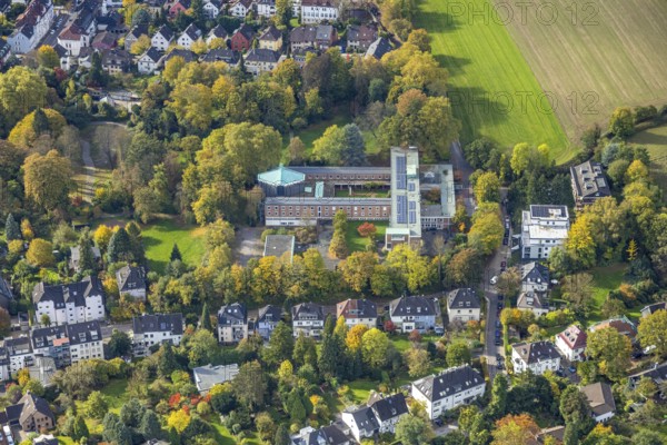 Aerial view, Cardinal Hengsbach House, seminary and conference house, Werden, Essen, Ruhr region, North Rhine-Westphalia, Germany, place of worship, DE, Essen-Süd, Europe, religious community, church, parish, denomination, aerial photography, aerial photography, religion, religious place, overview, birds-eyes view, overview