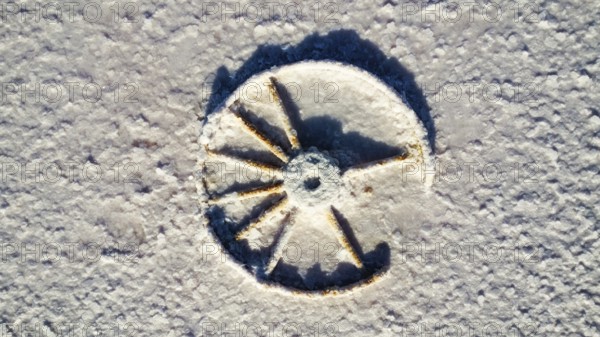 Sunk objects in a saltlake in the Australian outback, photograped with a drone