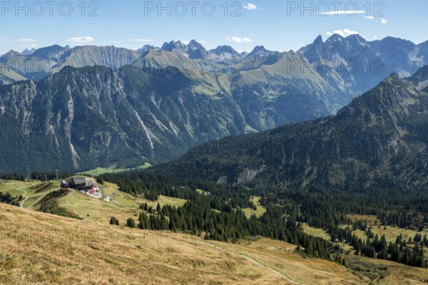 Schlappoldkopf and Söllerkopf are reflected in Schlappoldsee, Fellhorn, Oberstdorf, Oberallgäu, Allgäu, Bavaria, Germany