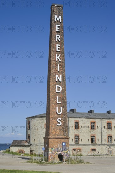 Chimney, advertisement for Estonian Maritime Museum, Patarei Sea Fortress and Prison, Tallinn, Estonia