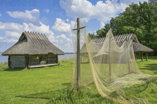 Fishing lodge, fishing nets, Estonian Open Air Museum, Rocco al Mare, Tallinn, Estonia
