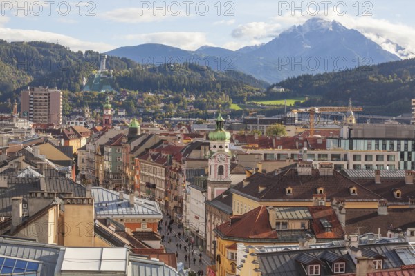 City overview with Serles mountain, Old Town, Innsbruck, Tyrol, Austria