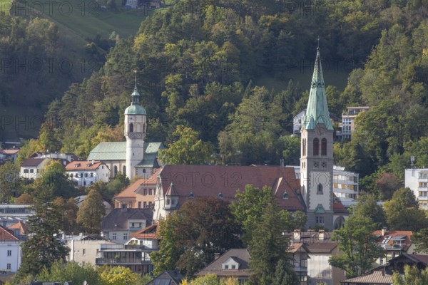 Old and new Innsbruck parish church, Hötting, Innsbruck, Tyrol, Austria