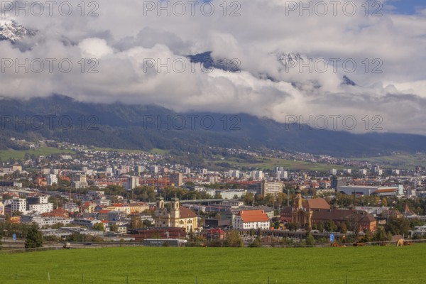 City overview with mountains, Innsbruck, Tyrol, Austria
