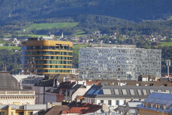 Adlers Hotel and modern residential building Pema 2, Innsbruck, Tyrol, Austria