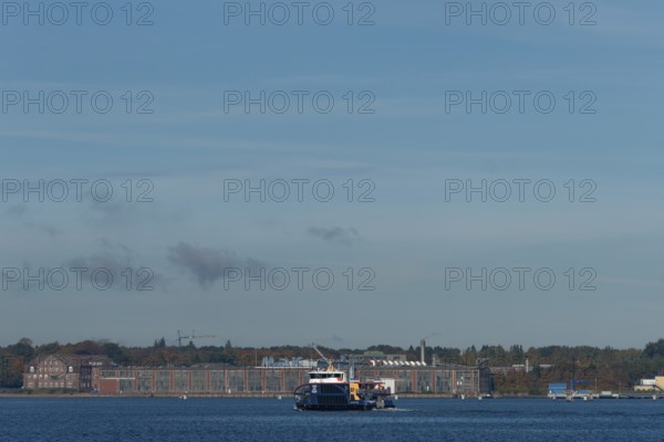State capital Kiel, Friedrichsort district, building of the former company Maschinenbau Kiel, MaK, monument protection, economy, industry, Kiel Fjord liner, Schleswig-Holstein, Germany