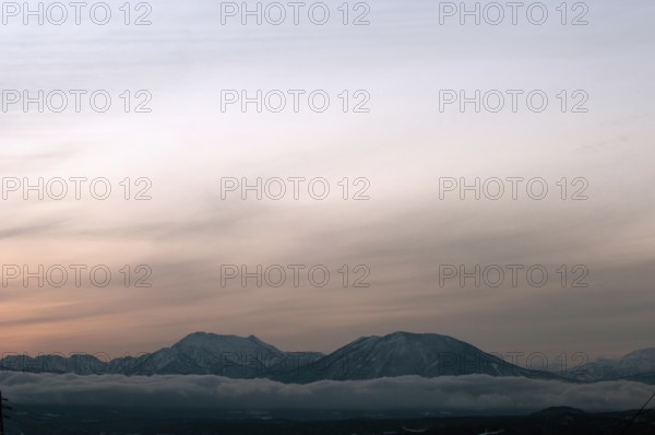 Japan, Nagano, sunset on the Japanese Alps