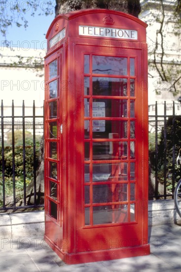 Typical red telephone box, London, England, Great Britain