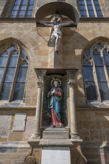 Sculpture of Mary and Jesus Cross at St. Martin Church, Amberg, Upper Palatinate, Bavaria, Germany