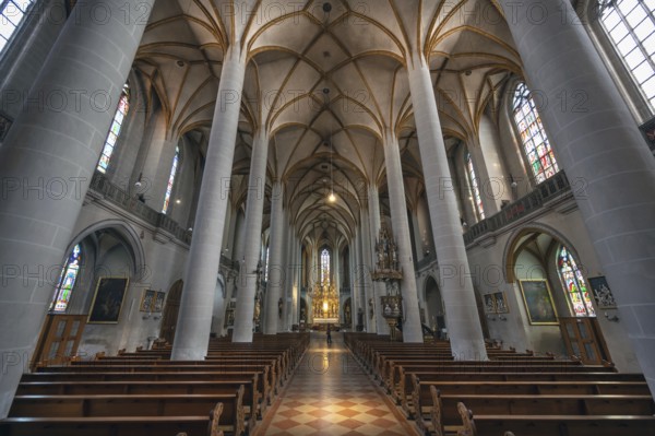 Interior of St. Martin Church, largest Gothic hall church in Upper Palatinate, Amberg, Upper Palatinate, Bavaria, Germany