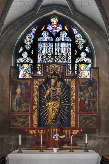 Statue of Mary in a side altar, St. Mary's Church, Amberg, Upper Palatinate, Bavaria, Germany