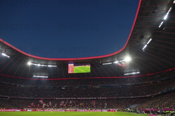 Total, overview, blue hour, German Classico, FC Bayern Munich FCB versus Borussia Dortmund BVB, Allianz Arena, Munich, Bayern, Germany