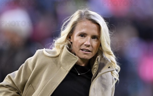 TV expert presenter Julia Simic, portrait of German Classico, FC Bayern Munich FCB versus Borussia Dortmund BVB, Allianz Arena, Munich, Bavaria, Germany