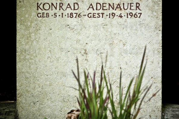 Tombstone of Konrad Adenauer at the Rhöndorfer Waldfriedhof, Bad Honnef, North Rhine-Westphalia, Germany
