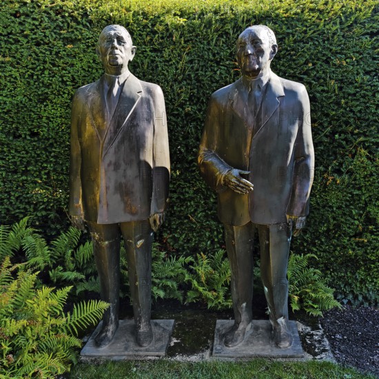 De Gaulle and Adenauer statues in the garden of Adenauer's House, Federal Chancellor Adenauer House Foundation, Rhöndorf, Bad Honnef, North Rhine-Westphalia, Germany