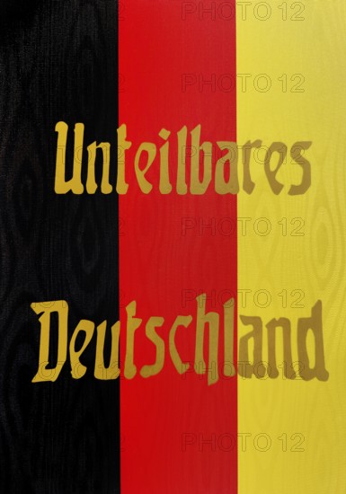 Mourning ribbon with the inscription Indivisible Germany, exhibition, Stiftung Bundeskanzler-Adenauer-Haus, Rhöndorf, Bad Honnef, North Rhine-Westphalia, Germany