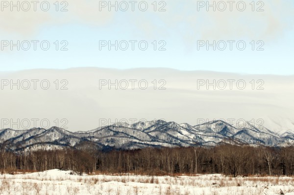 Japan, Hokkaido, Rausu, Mountains in winter Landscape, Hokkaido, North, East, Winter, (Paysage) Japan, 2017