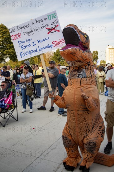 Detroit, Michigan USA - 18 October 2025 - A large crowd gathered for a 'No Kings' rally, protesting President Trump's actions against immigrants and against democratic institutions
