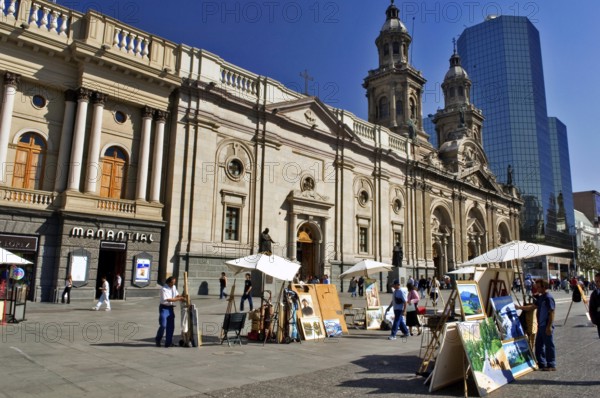 Craftmanship fair, Cathedral of Santiago, Armas Square, Santiago, Chile