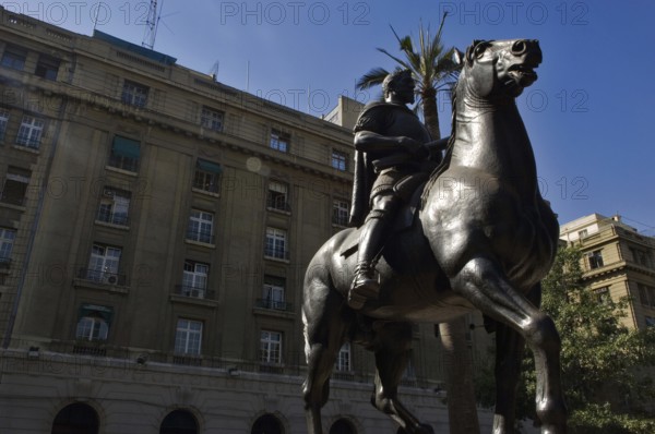 Pedro de Valdívia Monument, Cathedral of Santiago, Armas Square, Santiago, Chile
