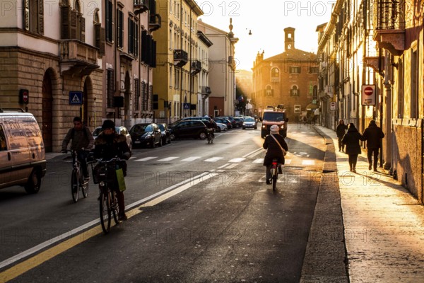 Street in the historic center of Verona. Verona, Province of Verona, Italy. 10.12.2012