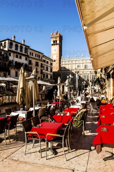 Café at Piazza delle Erbe. Verona, Province of Verona, Italy. 10.12.2012