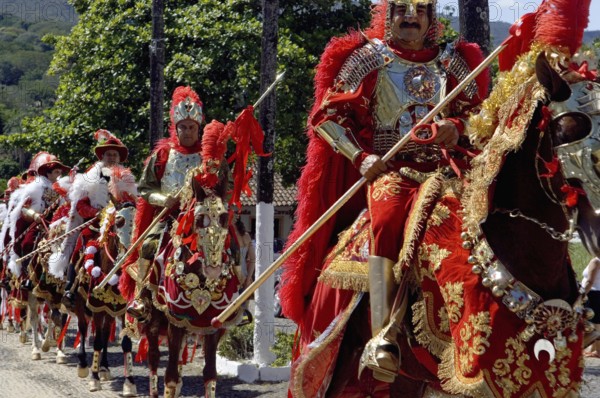 Men Fantasized, Horses, Cavalhadas, Pirinópolis, Goiás, Brazil