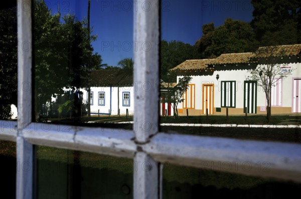 Colored houses, Reflex, Pirinópolis, Goiás, Brazil