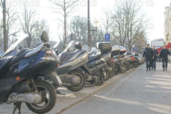 Parked motorcycles, People, Franklin D. Roosvelt, 75008, Paris, France